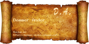 Demmer Andor névjegykártya